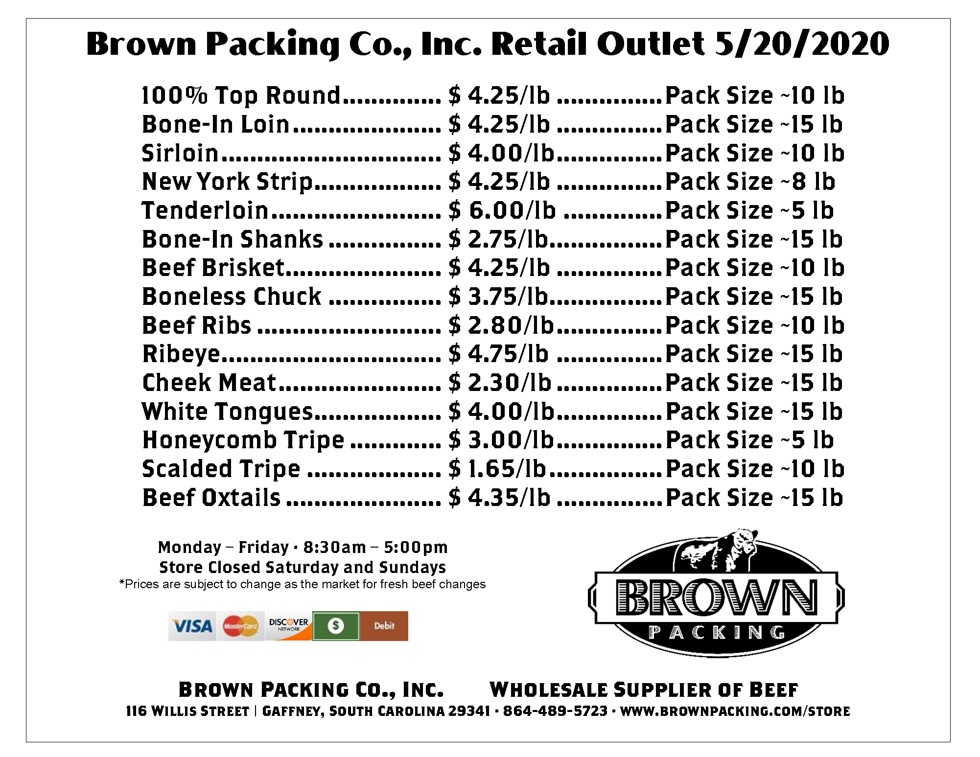 Brown Packing Co., Inc. Retail Outlet Gaffney, SC